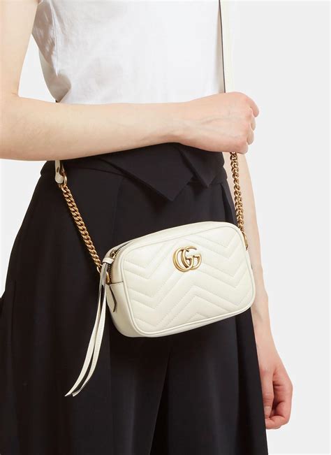 gucci gg marmont matelassé mini bag white|gucci marmont mini street style.